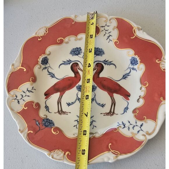 Anthropologie Lou Rota Nature Table Scarlet Ibis red  plate  9.5" Birds - Picture 8 of 8